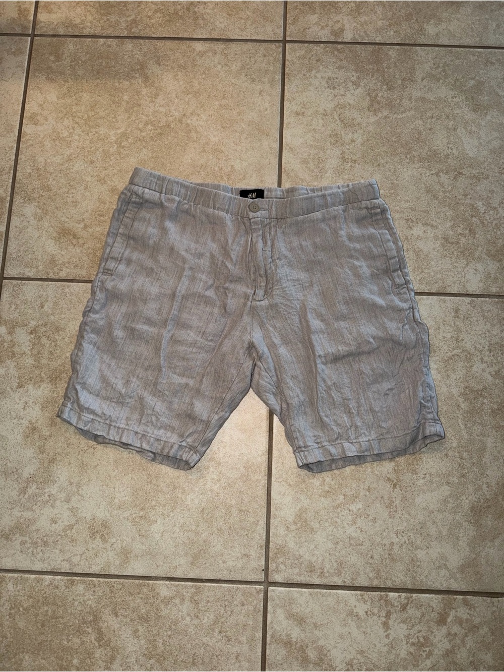 H&M Vintage Light Gray Linen Casual Dress Shorts